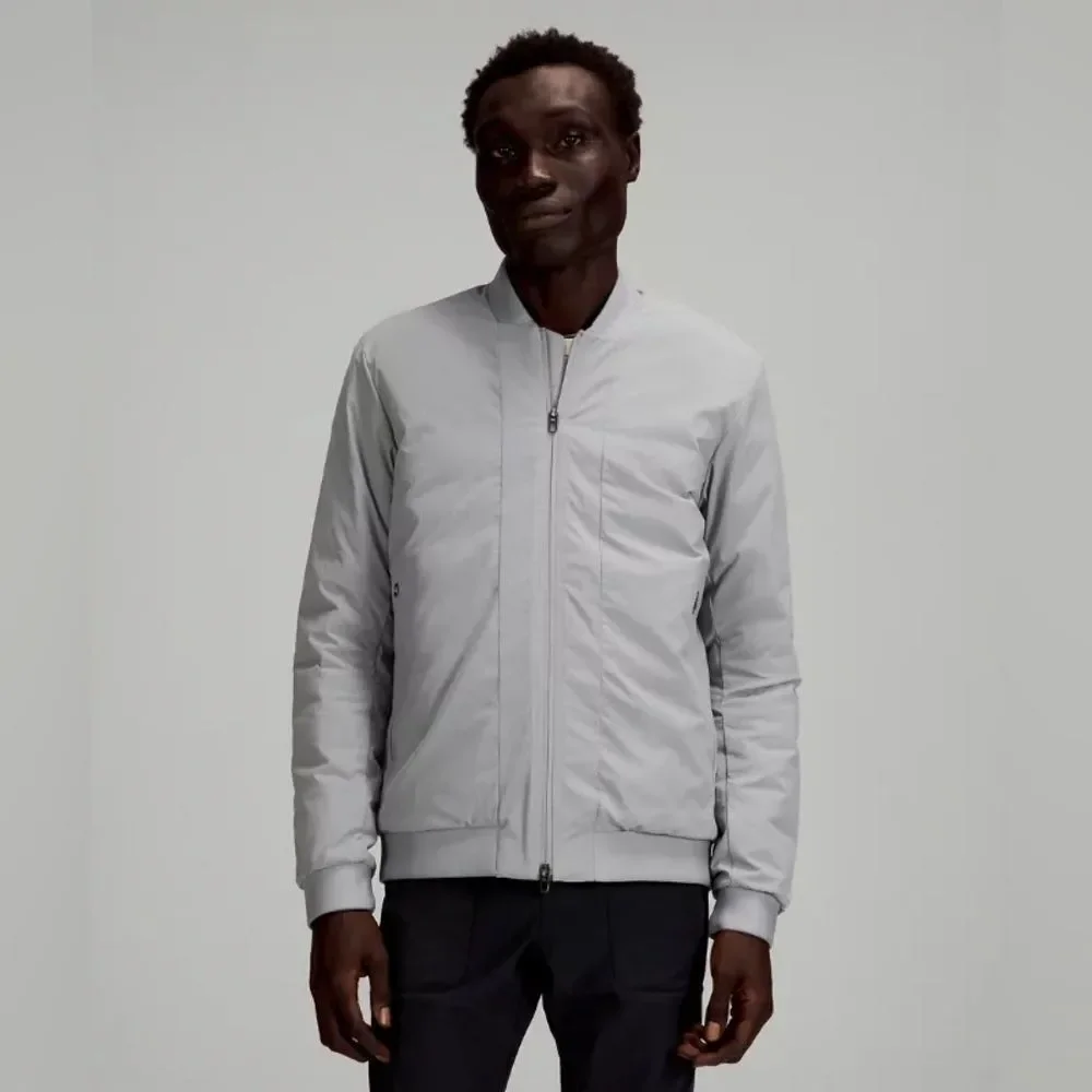 Lululemon Men’s Goose Down Insulated Primaloft Intermission Bomber Jacket Gray
